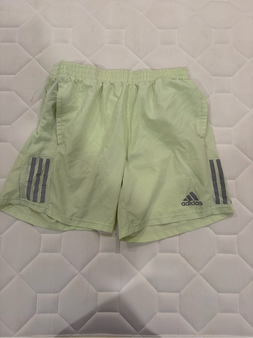 Adidas Men’s Light Green Athletic Shorts with Reflective Stripes